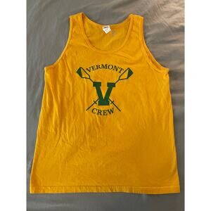 Vermont Crew Theme Tank Top Yellow and Green Size Medium 100% Cotton
